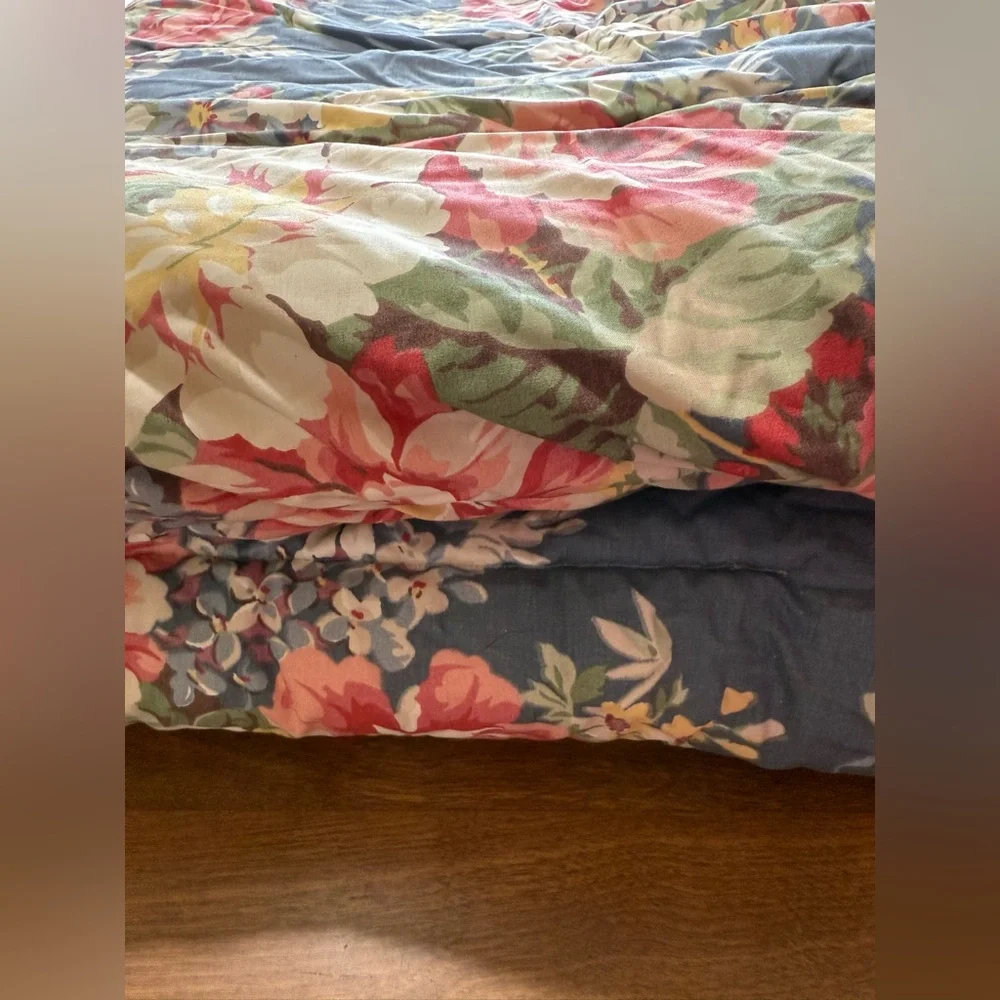 Ralph Lauren KIMBERLY Floral CABBAGE ROSE Twin Comforter Vintage Blue Label
